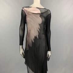 YOHJI YAMAMOTO Fall 2011 Size S Black & Grey Mesh Photo Print Asymmetrical Dress