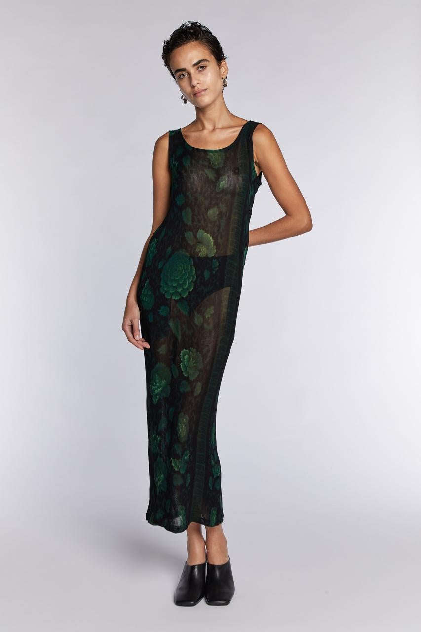 Women's Yohji Yamamoto Floral Mesh Dress S/S 1996 For Sale