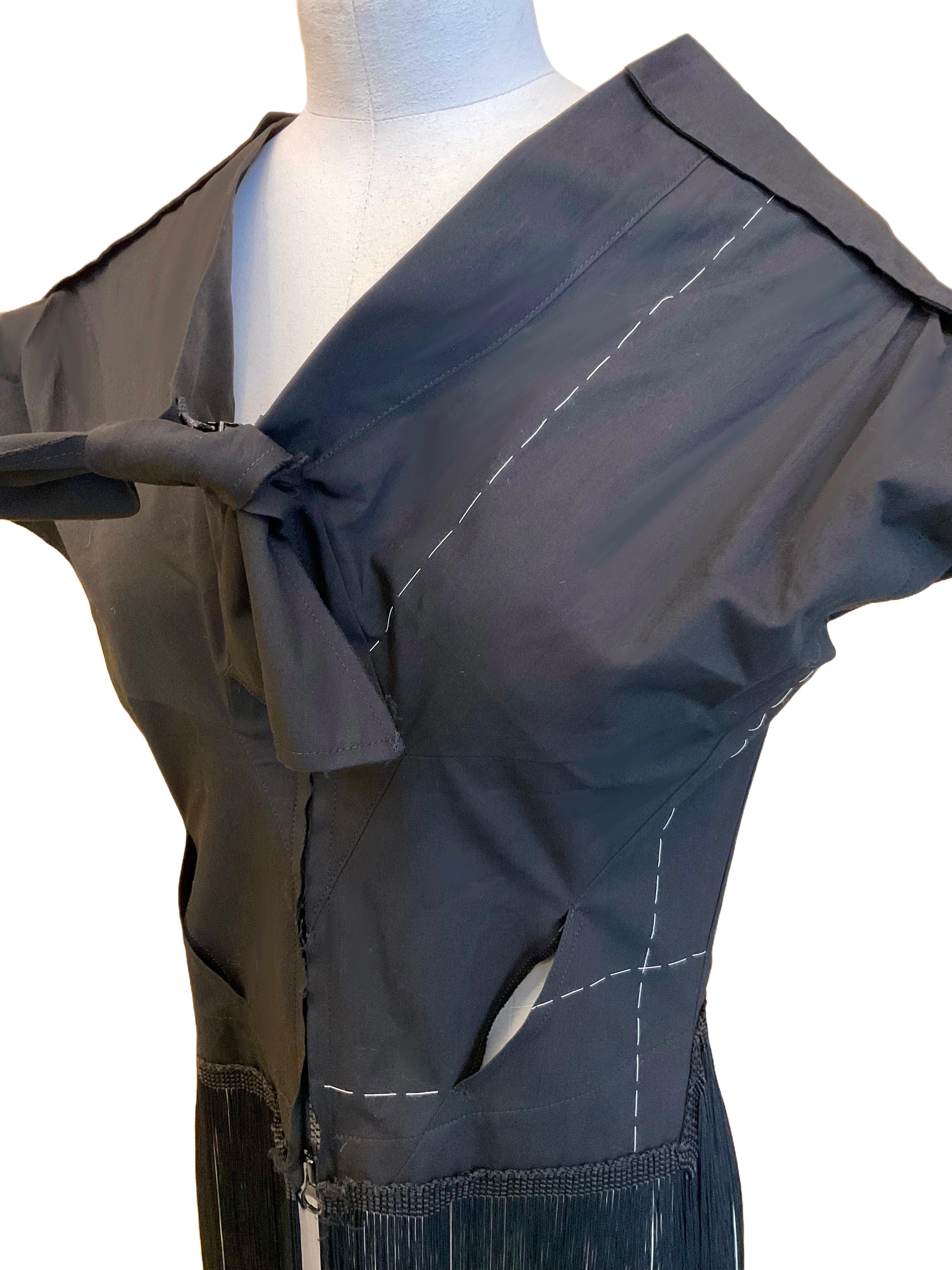 YOHJI YAMAMOTO Giacca bolero nera con frange in cotone della stagione SS 2000. en venta 1