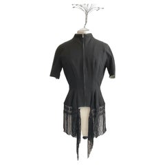 YOHJI YAMAMOTO Black jacket with fringe lace trim from the SS 2000 season