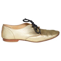 Yohji Yamamoto Gold Leather Lace-Up Brogues Size UK 5