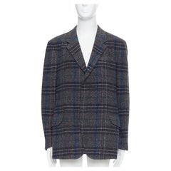 YOHJI YAMAMOTO Graublauer kastenförmiger Jackenmantel aus 100 % Wolle JP3 L