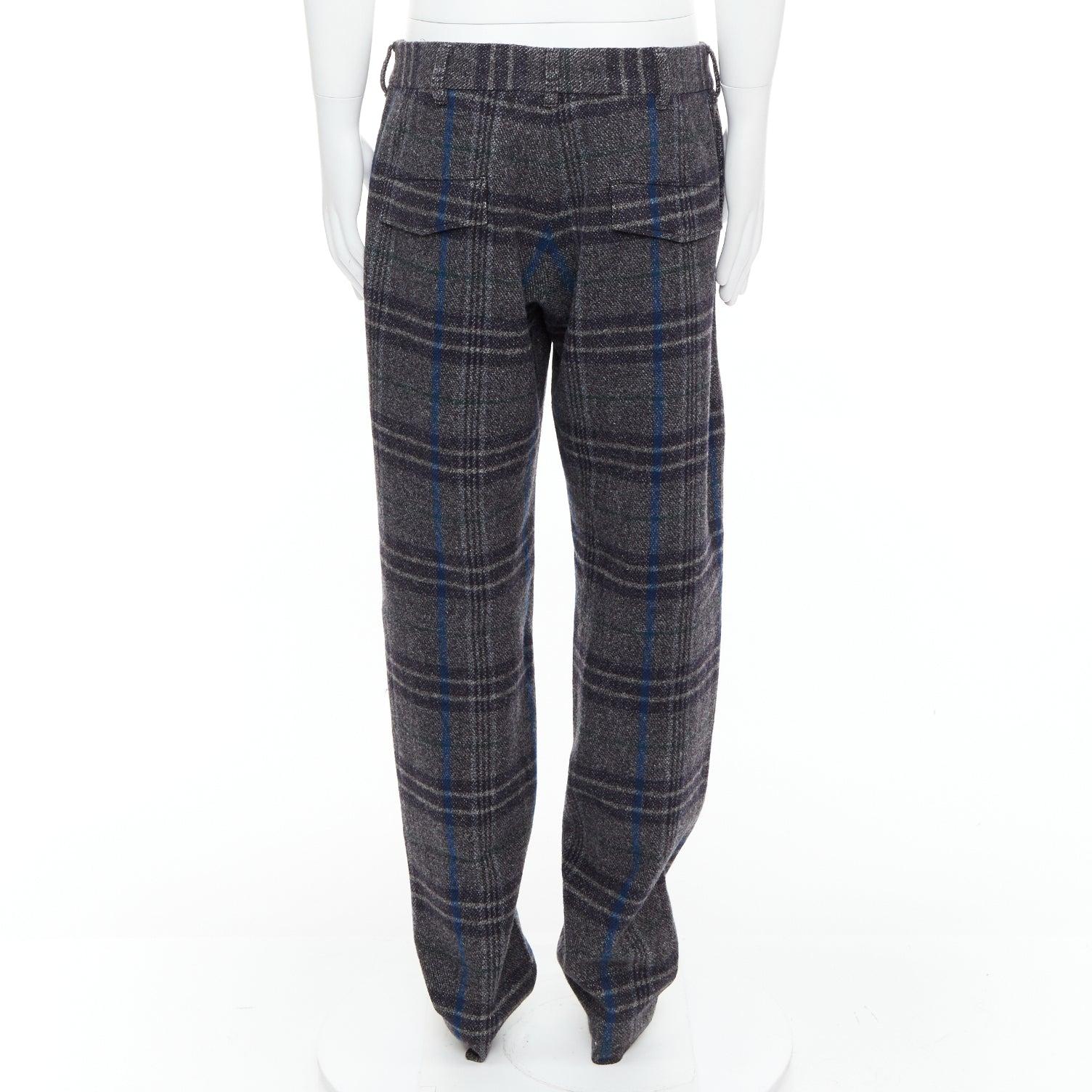 De los hombres YOHJI YAMAMOTO gris azul 100% lana a cuadros pantalón ancho cónico JP3 L en venta