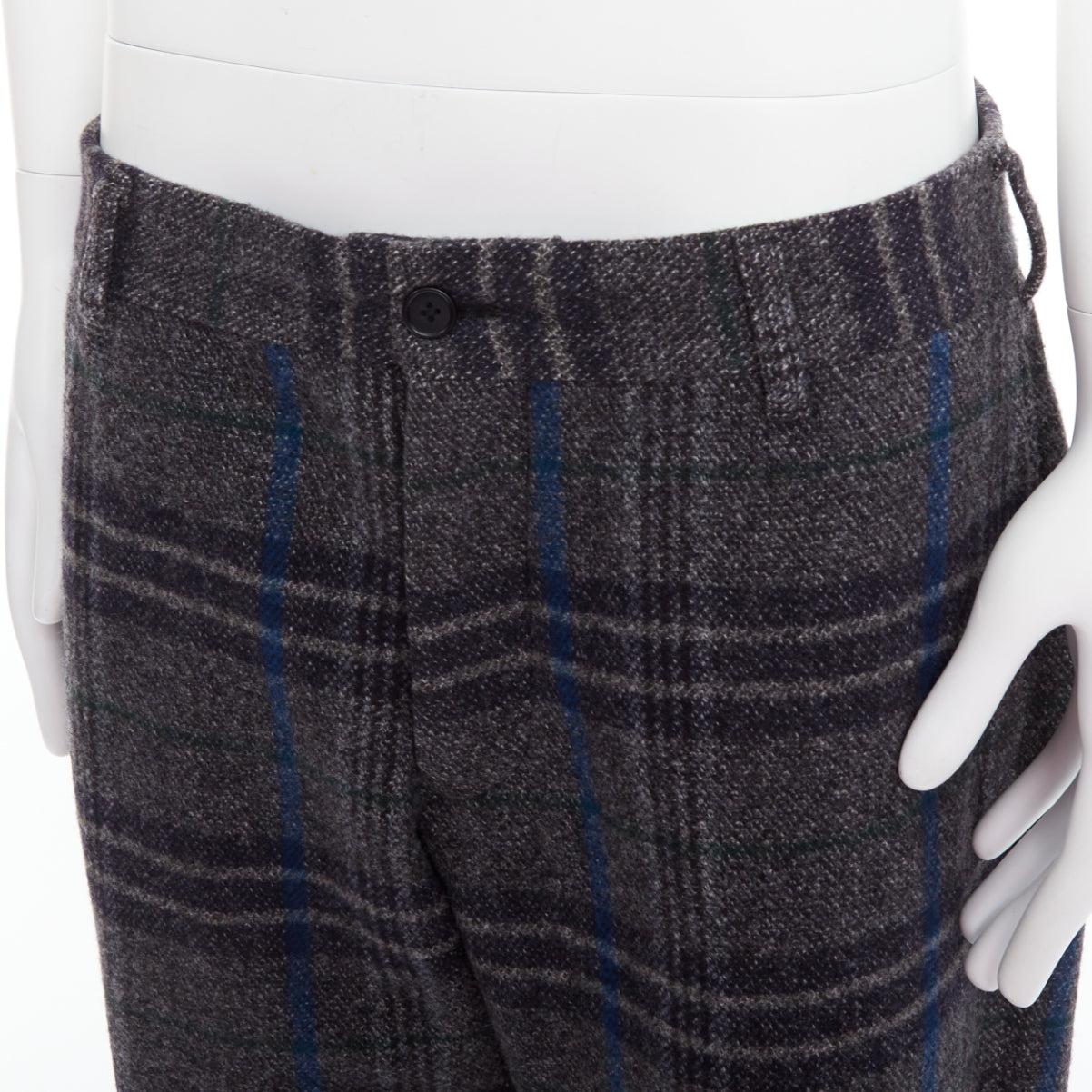 YOHJI YAMAMOTO gris azul 100% lana a cuadros pantalón ancho cónico JP3 L en venta 2