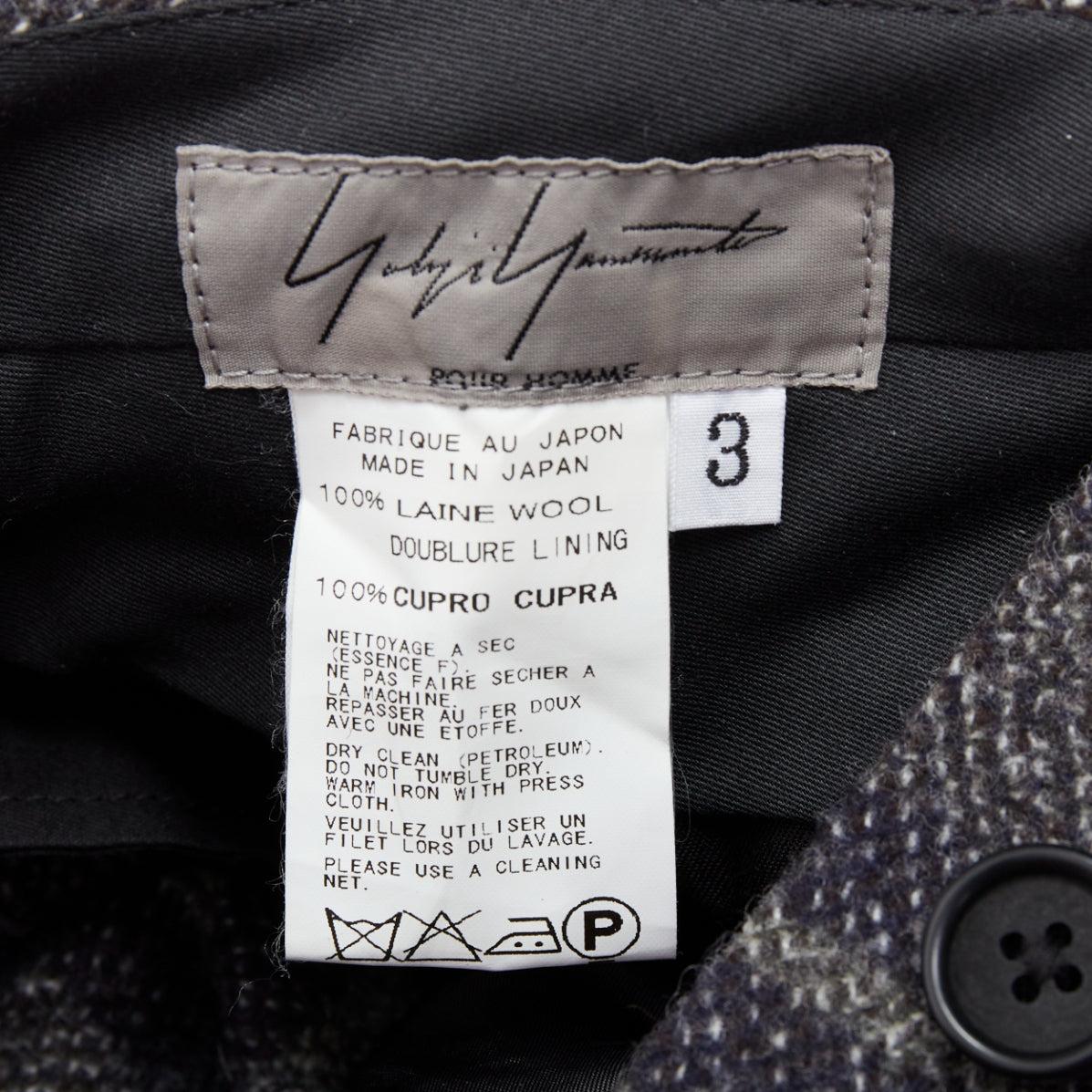 YOHJI YAMAMOTO gris azul 100% lana a cuadros pantalón ancho cónico JP3 L en venta 3