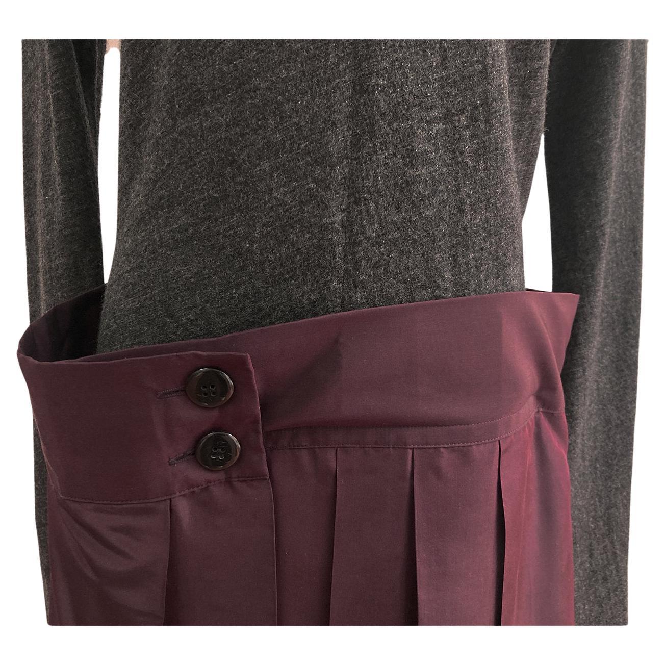 Yohji Yamamoto Grey Bordeaux Sheer Dress Collection Piece AW 1995 For Sale 2