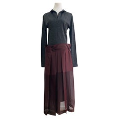 Yohji Yamamoto Grey Bordeaux Sheer Dress Collection Piece AW 1995