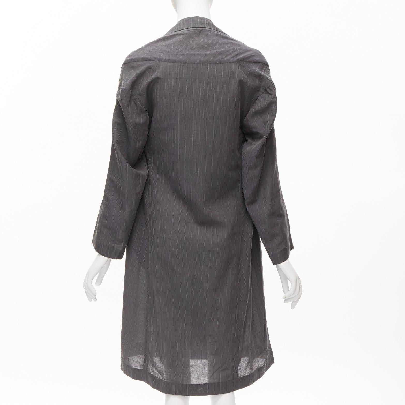 Women's YOHJI YAMAMOTO grey notched peak lapel A-line wide cut coat JP1 S For Sale
