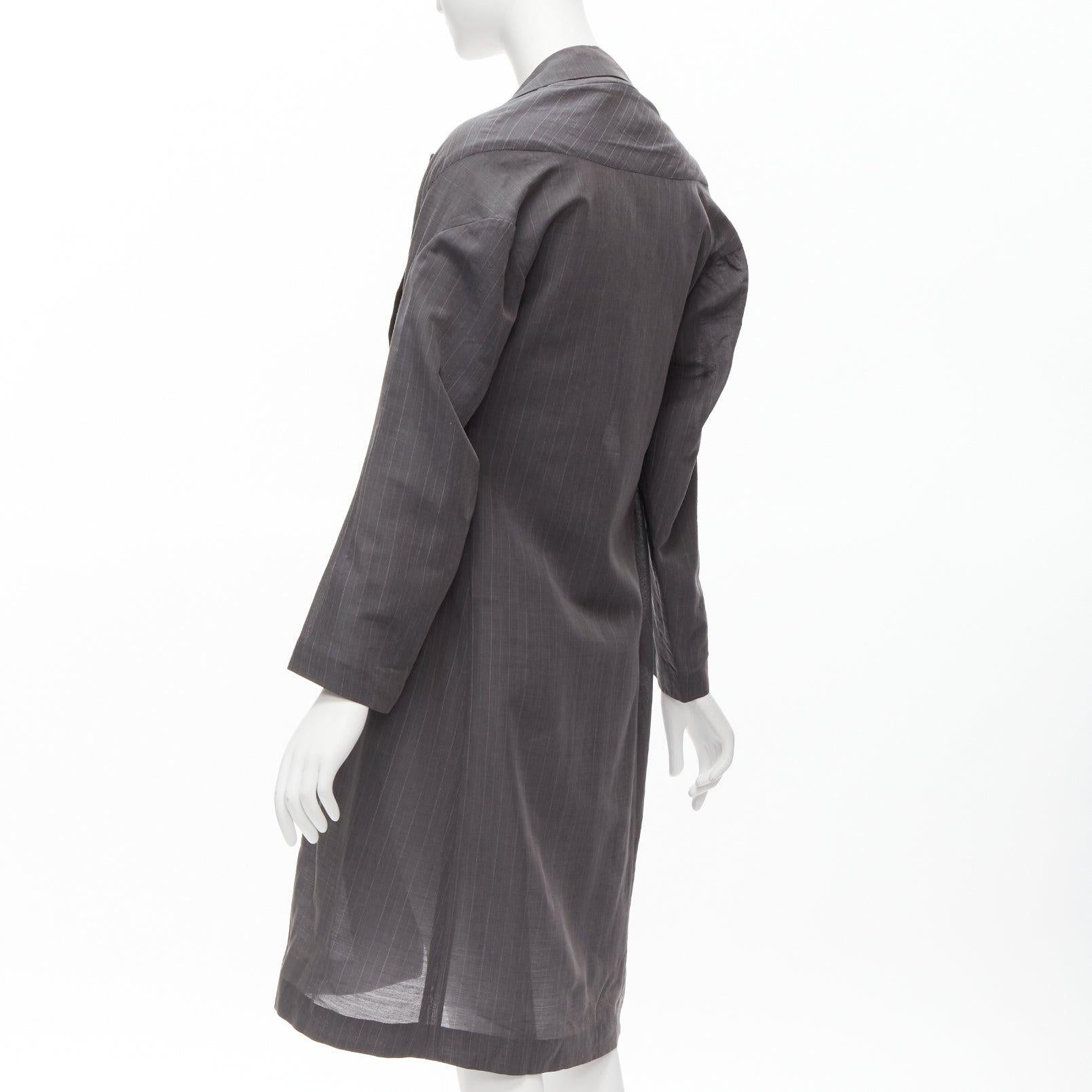 YOHJI YAMAMOTO manteau gris à revers en chêne avec décolleté large JP1 S en vente 1