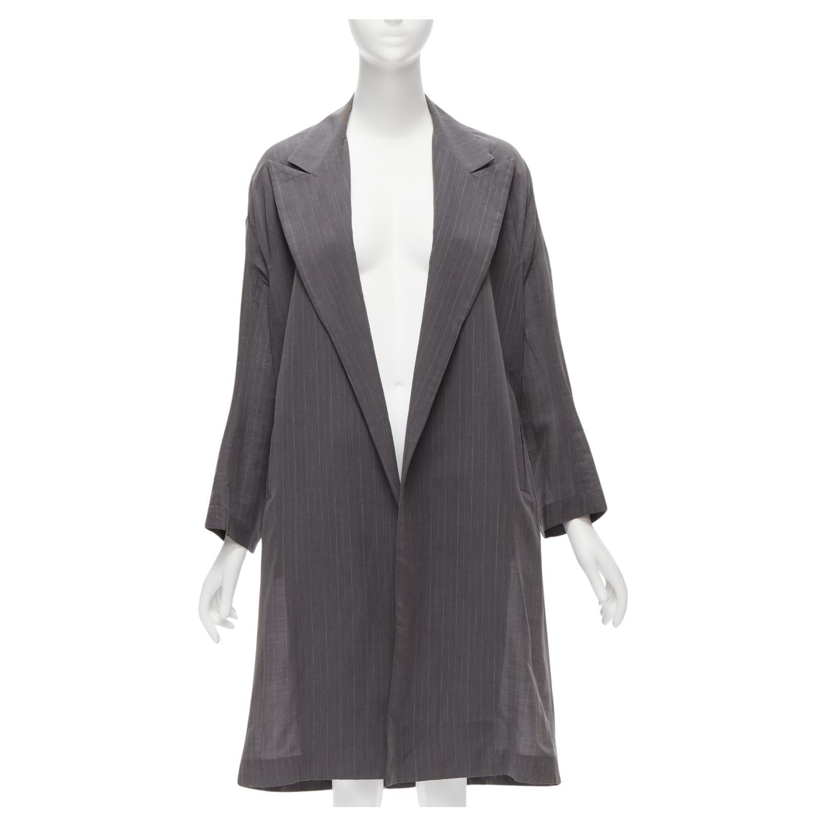 YOHJI YAMAMOTO grey notched peak lapel A-line wide cut coat JP1 S For Sale