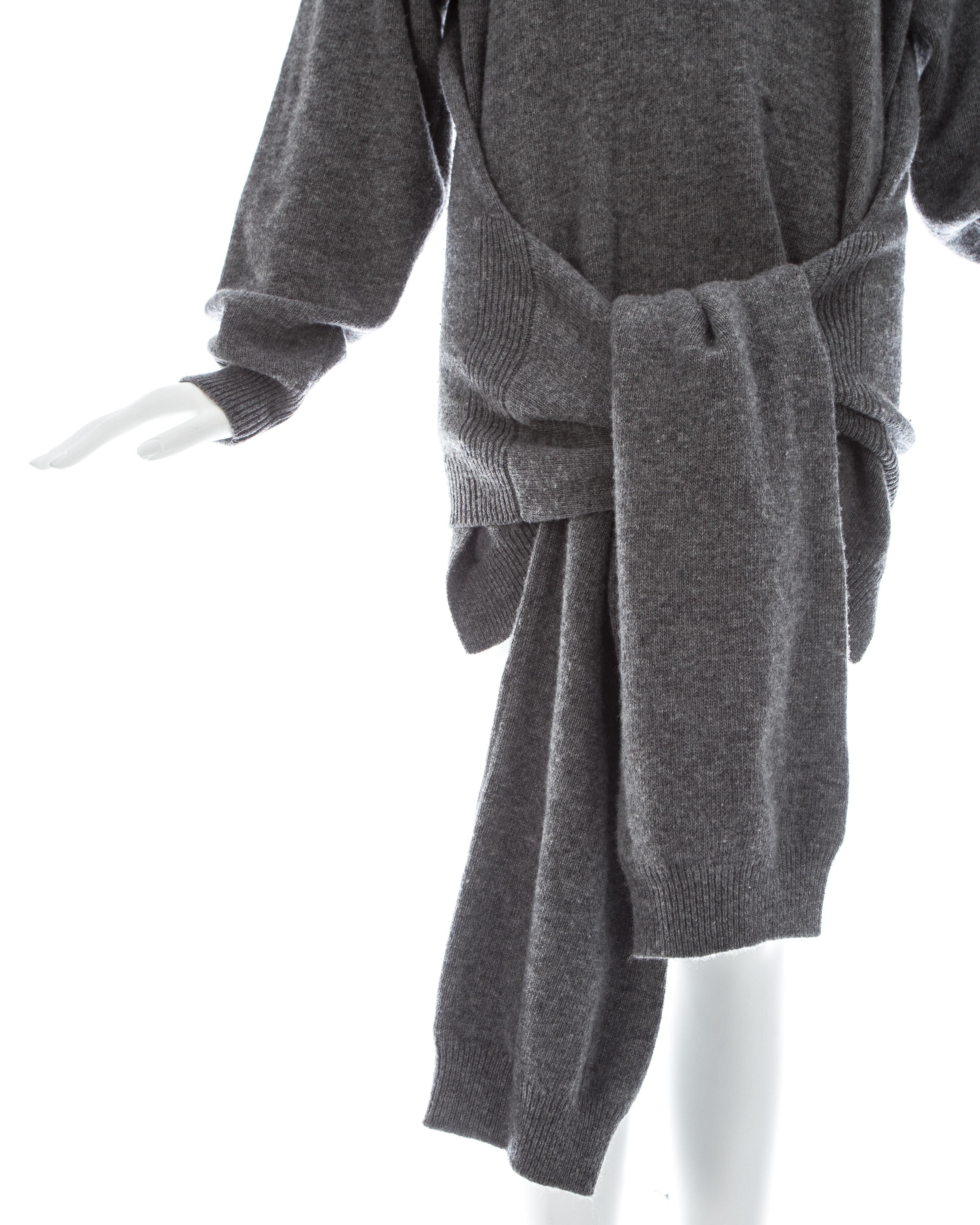 Gray Yohji Yamamoto grey wool four sleeve turtle neck sweater, fw 1992 For Sale