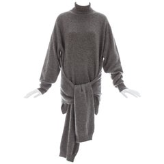 Yohji Yamamoto grauer Rollkragenpullover aus Wolle mit vier Ärmeln, fw 1992