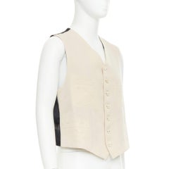 YOHJI YAMAMOTO HOMME beige wool front black silk blend back waist coat