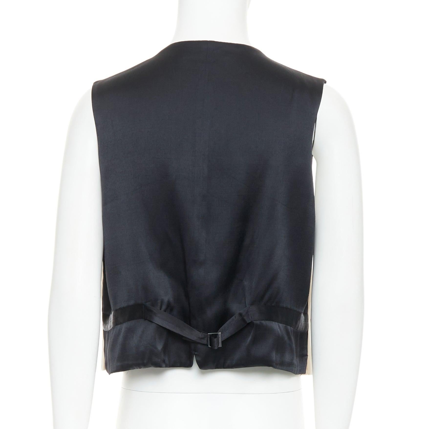 De los hombres YOHJI YAMAMOTO HOMME Chaleco beige con parte delantera de lana y parte trasera de mezcla de seda negra en venta