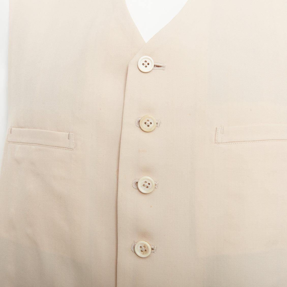 YOHJI YAMAMOTO HOMME Chaleco beige con parte delantera de lana y parte trasera de mezcla de seda negra en venta 2