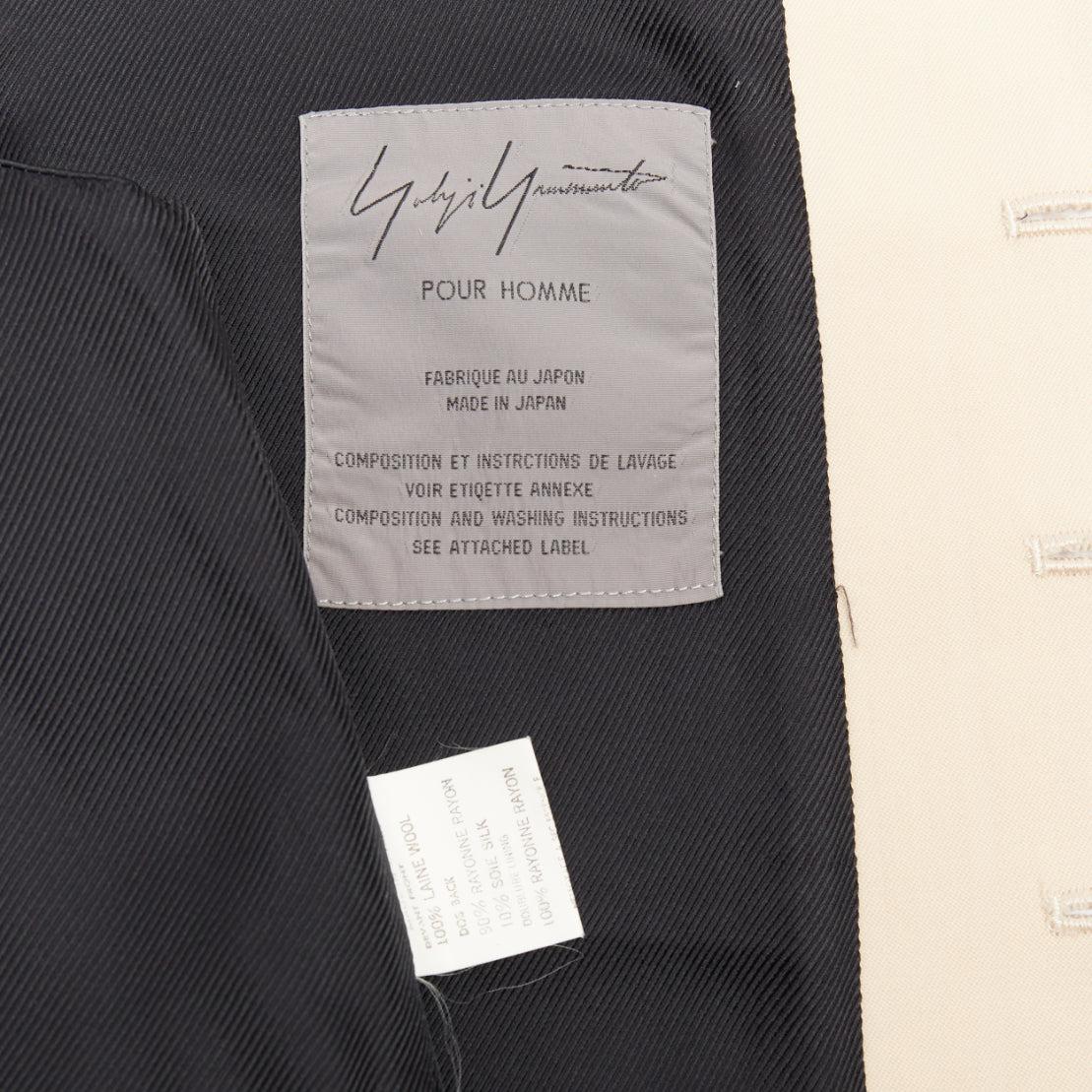 YOHJI YAMAMOTO HOMME Chaleco beige con parte delantera de lana y parte trasera de mezcla de seda negra en venta 4