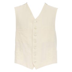 Yohji Yamamoto Homme cappotto beige in lana davanti e nero in misto seta dietro la vita
