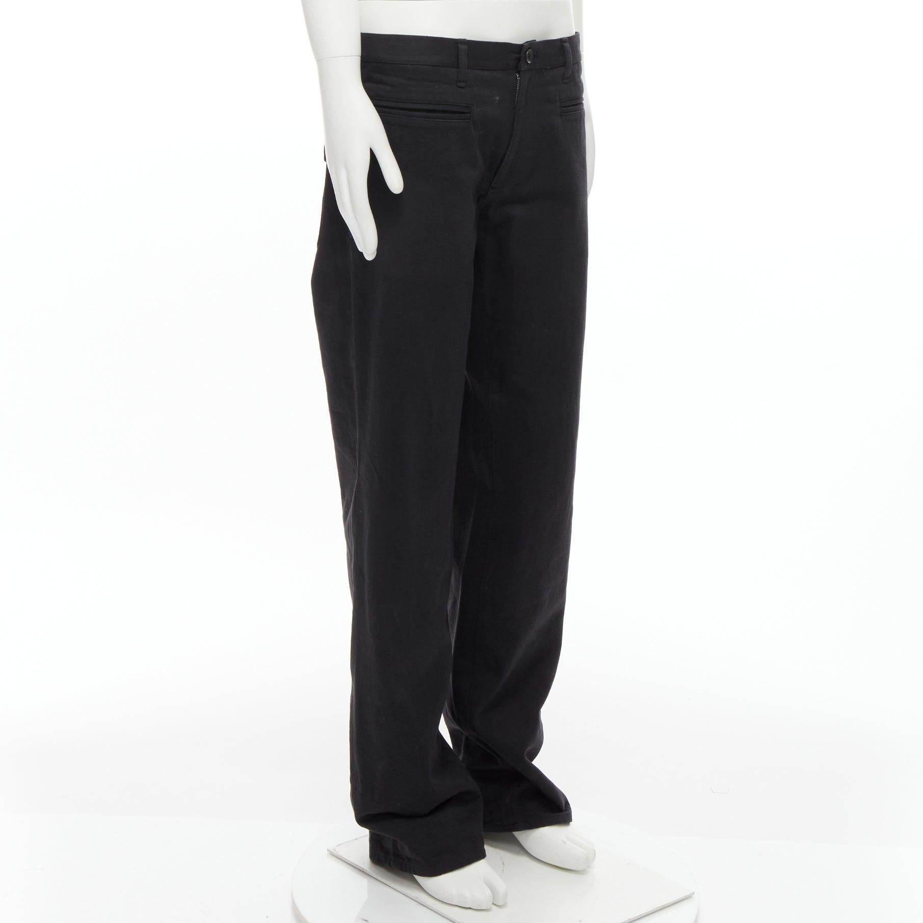 YOHJI YAMAMOTO HOMME black cotton back strap pocketed wide leg pants JP4 XL
Reference: CAWG/A00294
Brand: Yohji Yamamoto
Collection: Pour Homme
Material: Cotton
Color: Black
Pattern: Solid
Closure: Zip Fly
Extra Details: Back belt with back flap