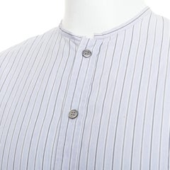 YOHJI YAMAMOTO HOMME light blue grey striped collarless button up shirt JP2 M