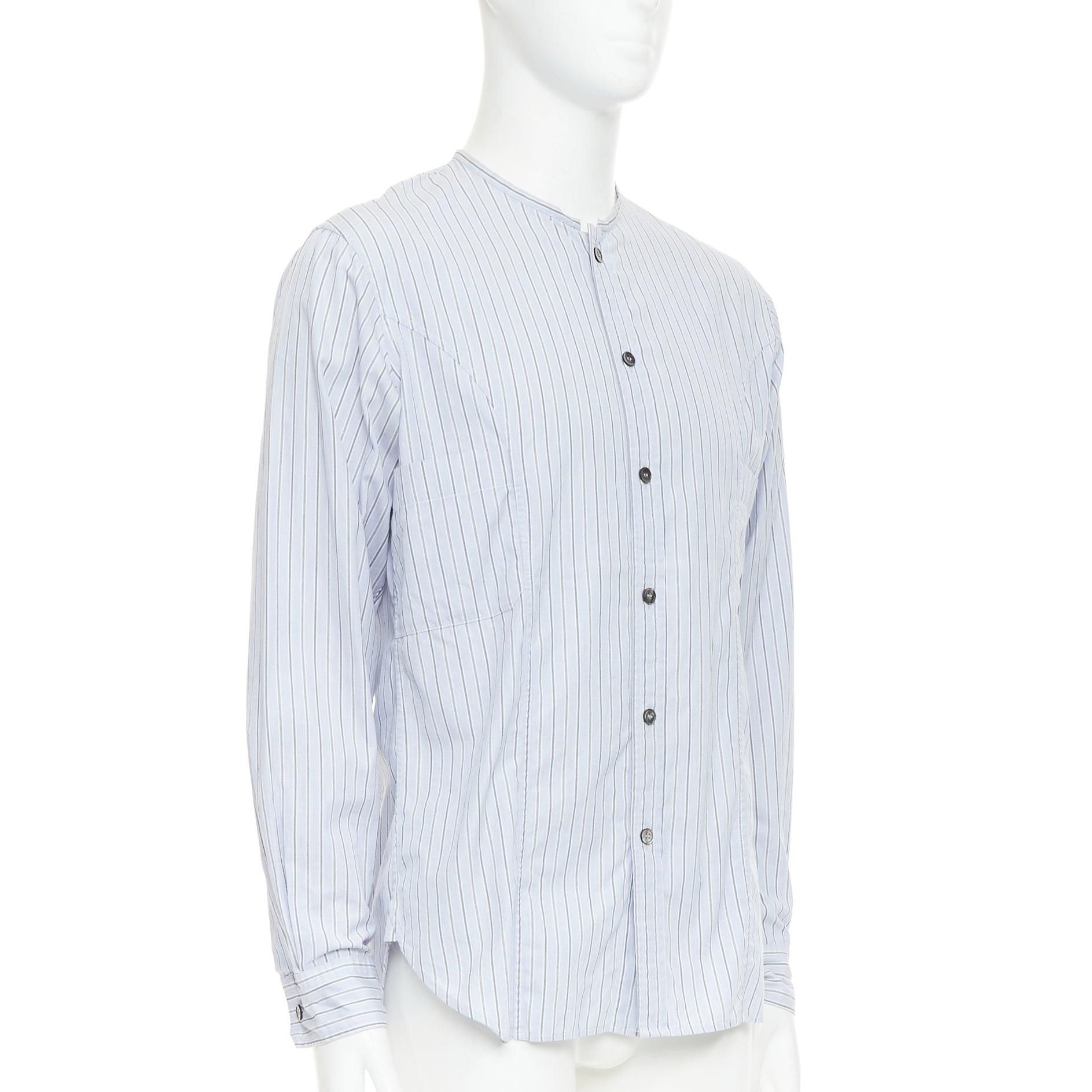YOHJI YAMAMOTO HOMME camisa sin cuello a rayas gris claro JP2 M Gris en venta