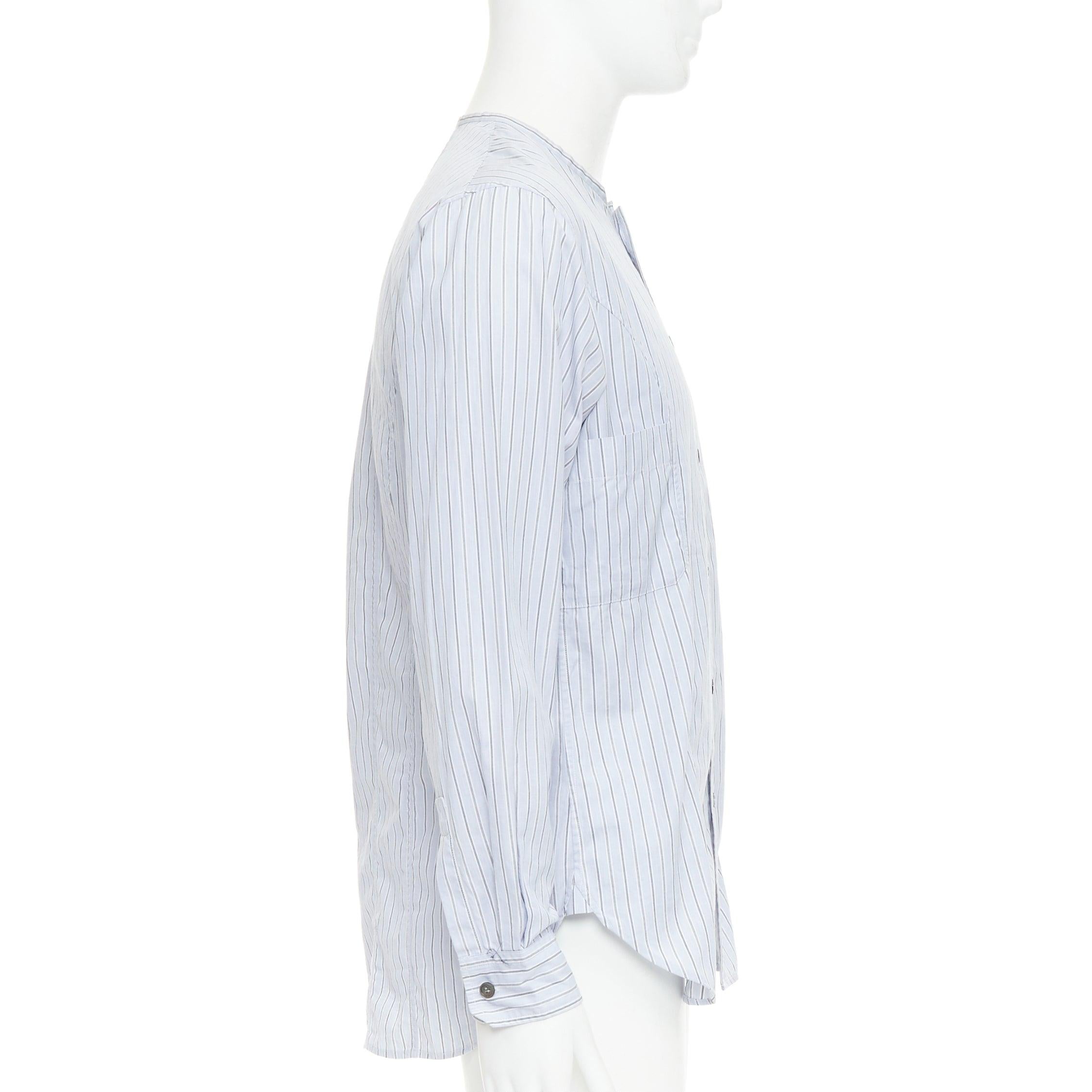 YOHJI YAMAMOTO HOMME camisa sin cuello a rayas gris claro JP2 M en Bueno estado para la venta en Hong Kong, NT