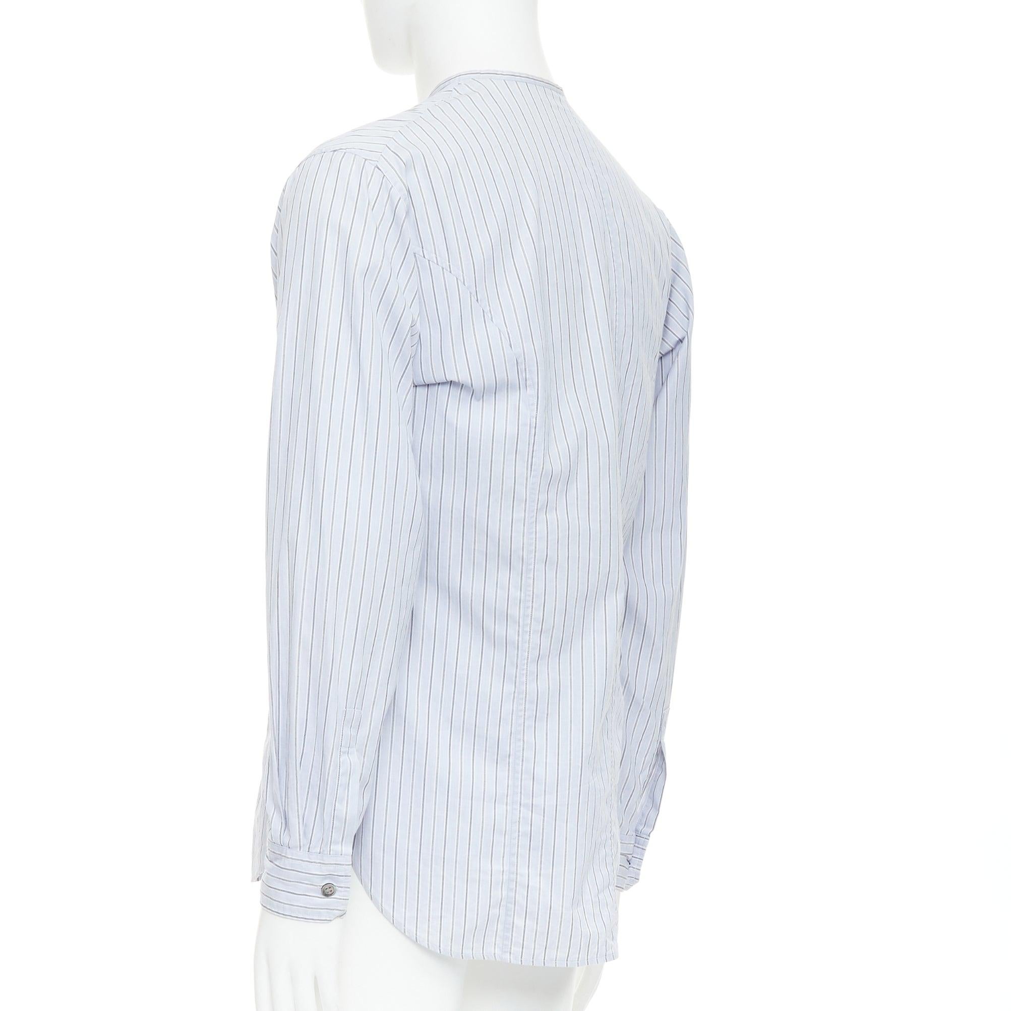 YOHJI YAMAMOTO HOMME camisa sin cuello a rayas gris claro JP2 M en venta 1