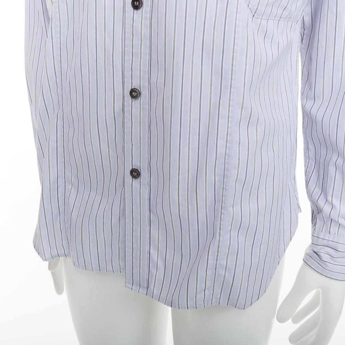 YOHJI YAMAMOTO HOMME camisa sin cuello a rayas gris claro JP2 M en venta 2