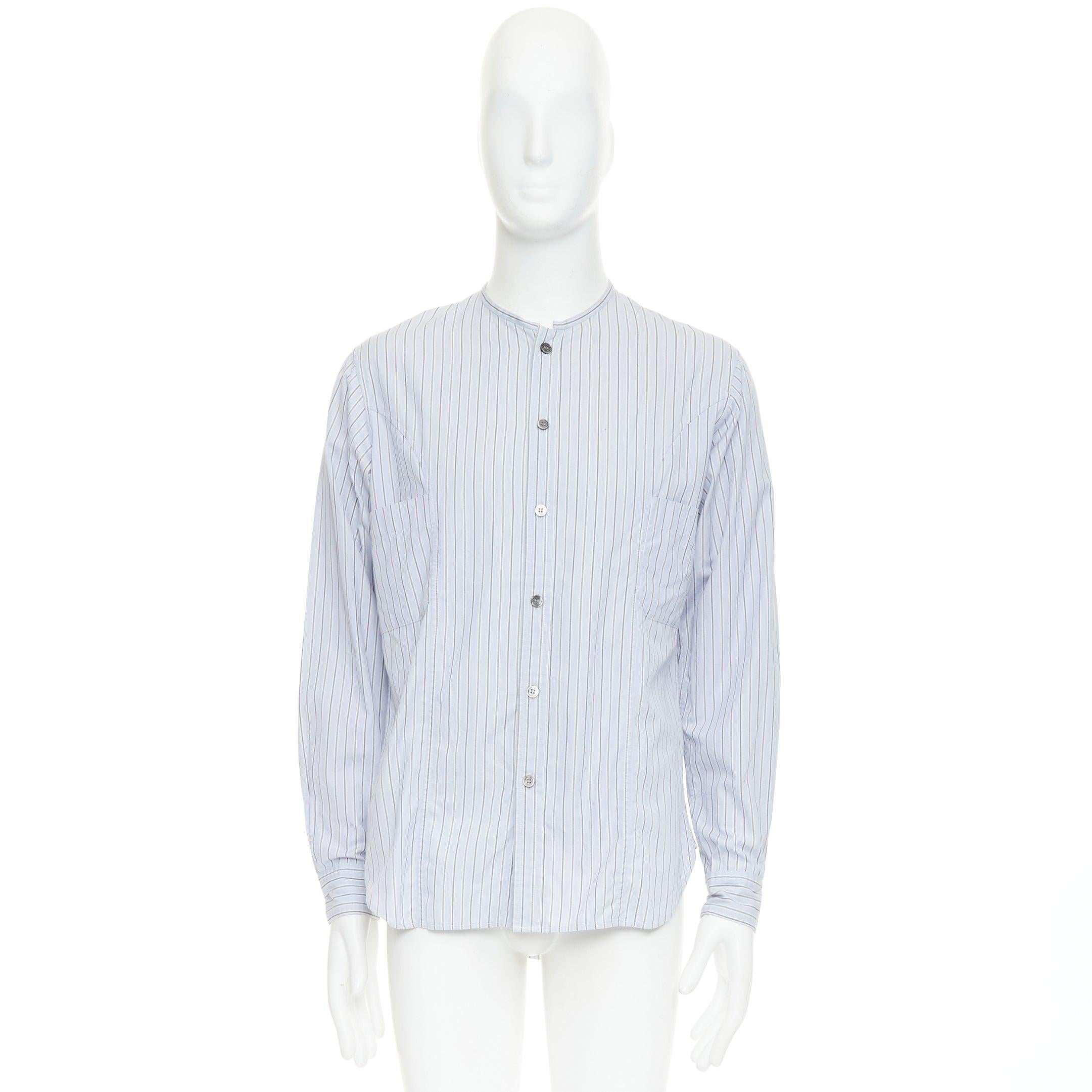 YOHJI YAMAMOTO HOMME camisa sin cuello a rayas gris claro JP2 M en venta 4
