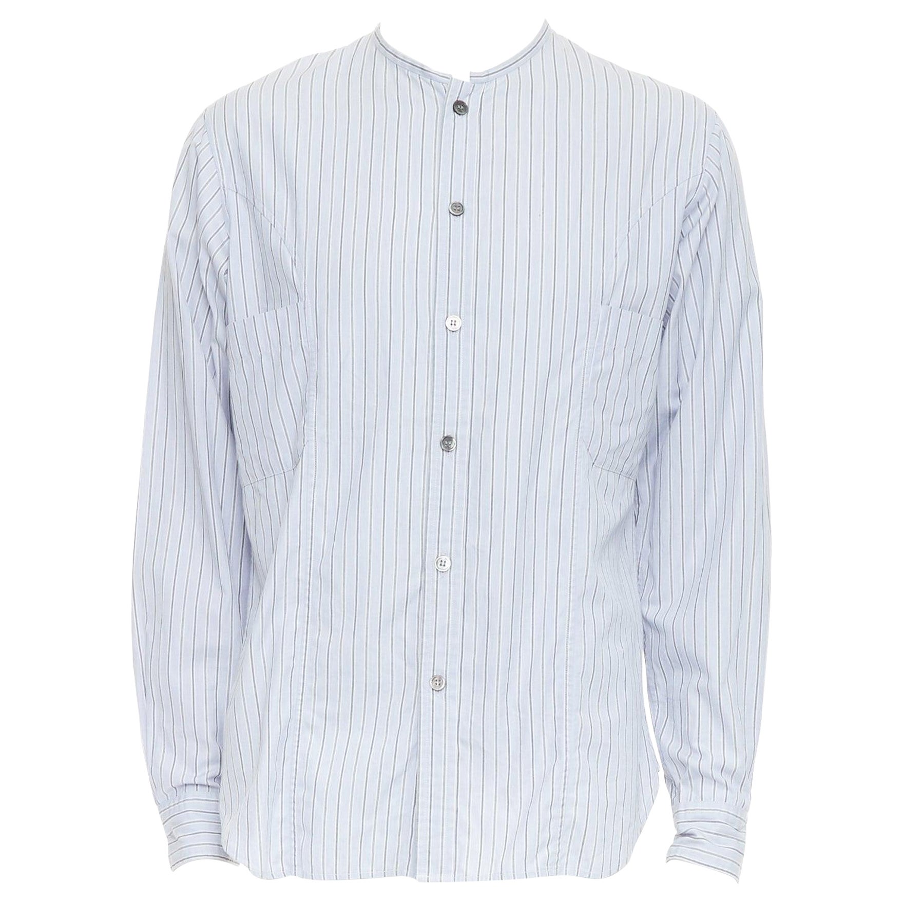 YOHJI YAMAMOTO HOMME camisa sin cuello a rayas gris claro JP2 M en venta