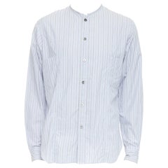 YOHJI YAMAMOTO HOMME camisa sin cuello a rayas gris claro JP2 M