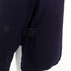 YOHJI YAMAMOTO HOMME navy hi neck cropped front flap pocketed overshirt JP3 L