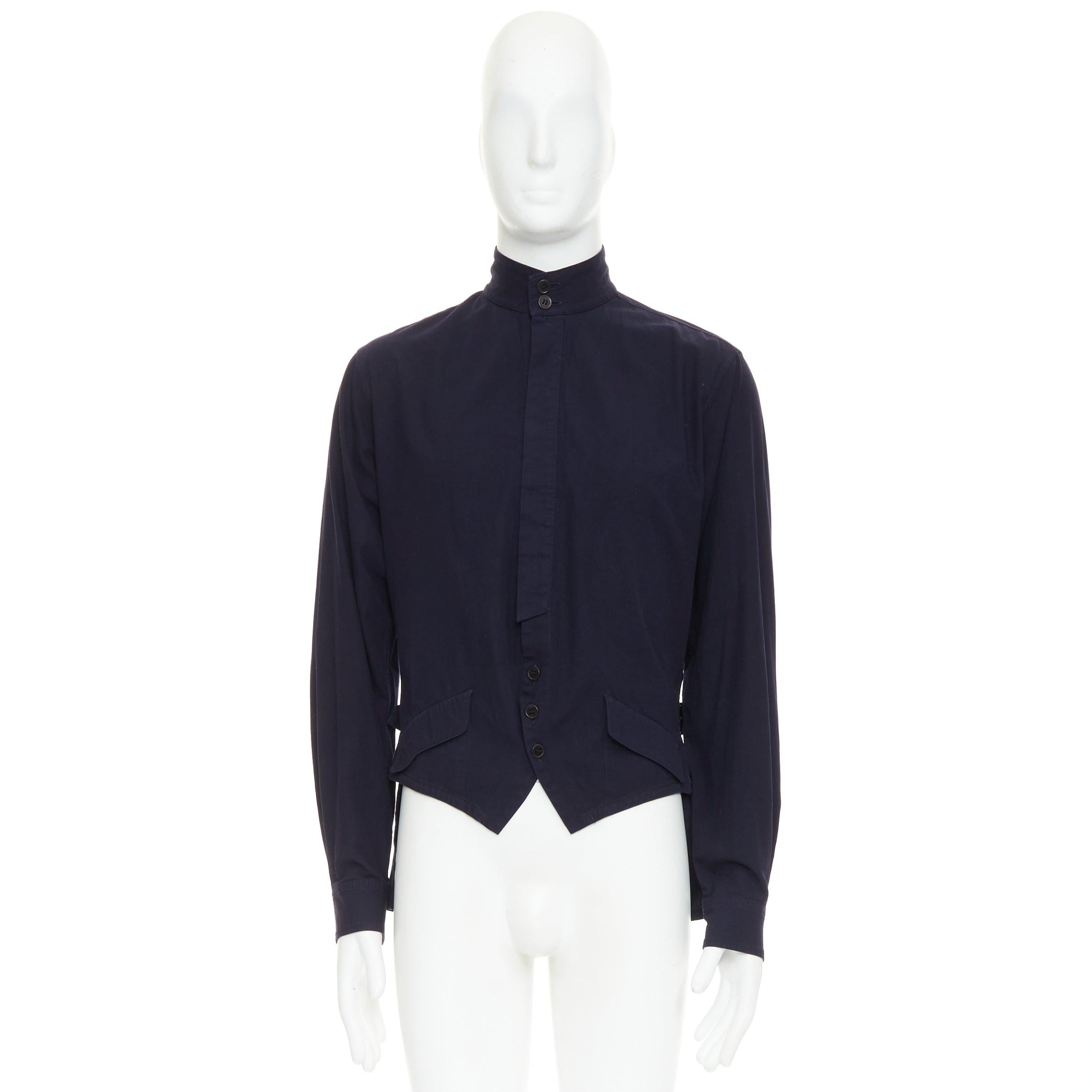 Yohji Yamamoto Homme, camicia con collo alto e tasche frontali con patta, JP3 L. in vendita 4