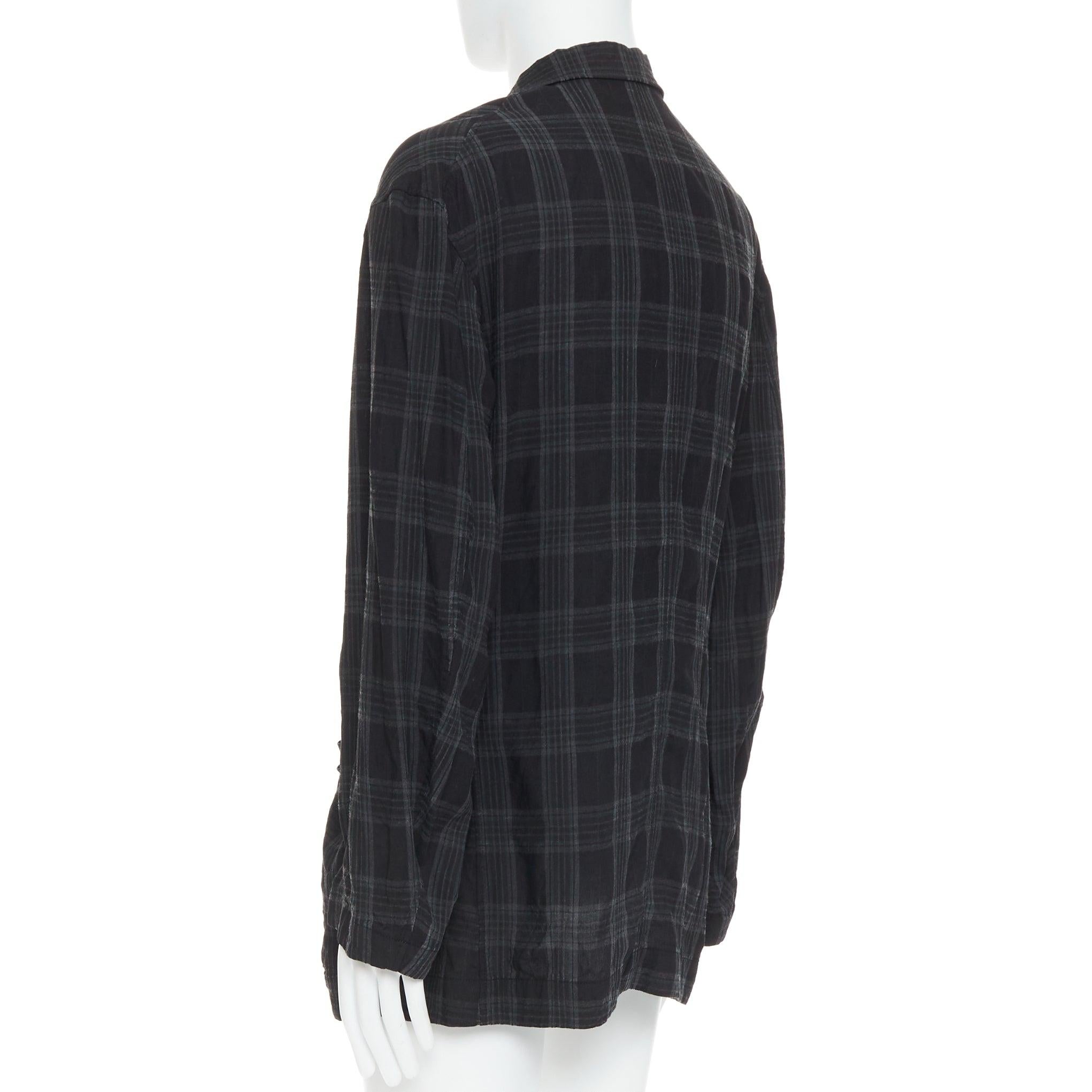 Yohji Yamamoto Homme Plus giacca blazer a quadri grigi con tasche a taglio JP2 M. in vendita 2