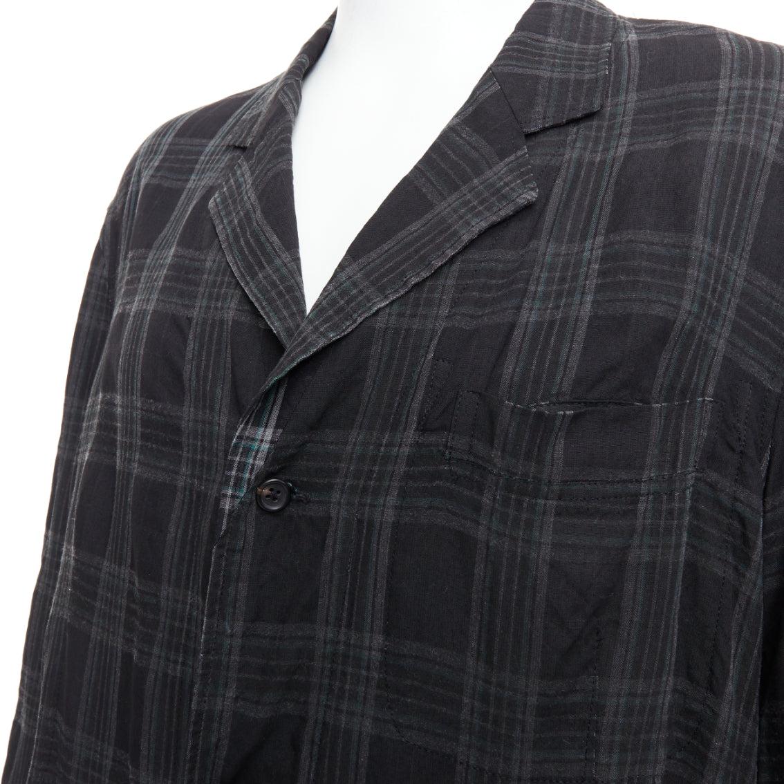 Yohji Yamamoto Homme Plus giacca blazer a quadri grigi con tasche a taglio JP2 M. in vendita 3