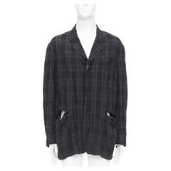 YOHJI YAMAMOTO Homme Plus veste blazer à carreaux gris à poches fendues JP2 M