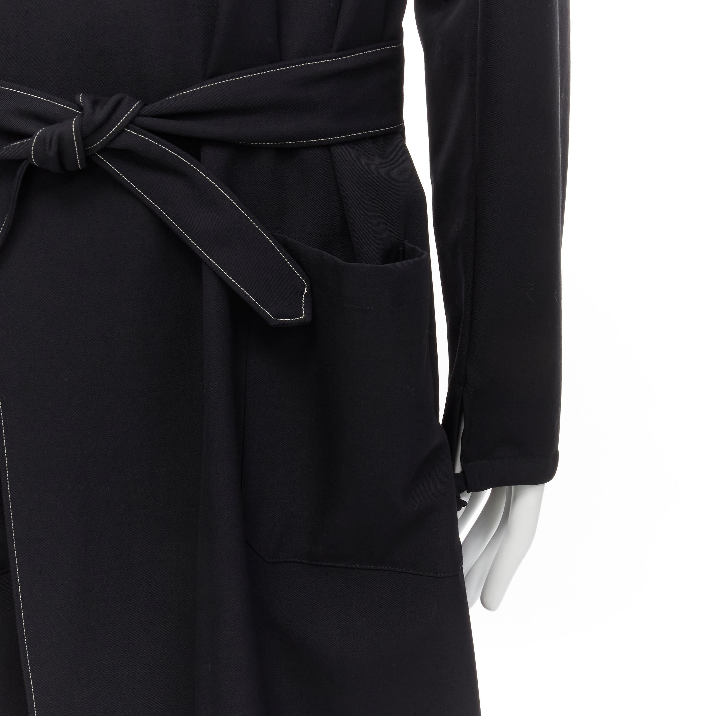 YOHJI YAMAMOTO HOMME Vintage schwarz-weißer drapierter Mantel mit Gürtel M im Angebot 4