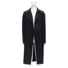 YOHJI YAMAMOTO HOMME - Manteau à ceinture drapé noir et blanc vintage, surpiqué, taille M