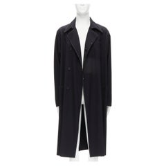 YOHJI YAMAMOTO HOMME - Manteau à ceinture drapé noir et blanc vintage, surpiqué, taille M