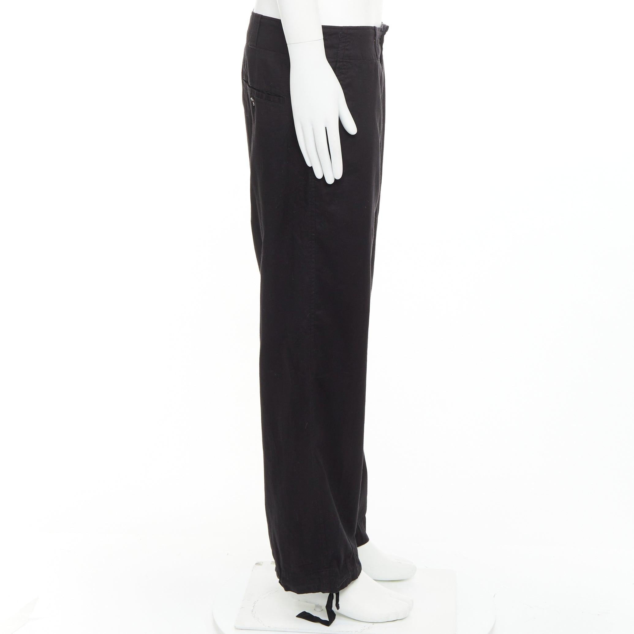 Yohji Yamamoto Homme Pantaloni vintage in cotone con tasca con zip e coulisse JP4 XL In condizioni discrete in vendita a Hong Kong, NT