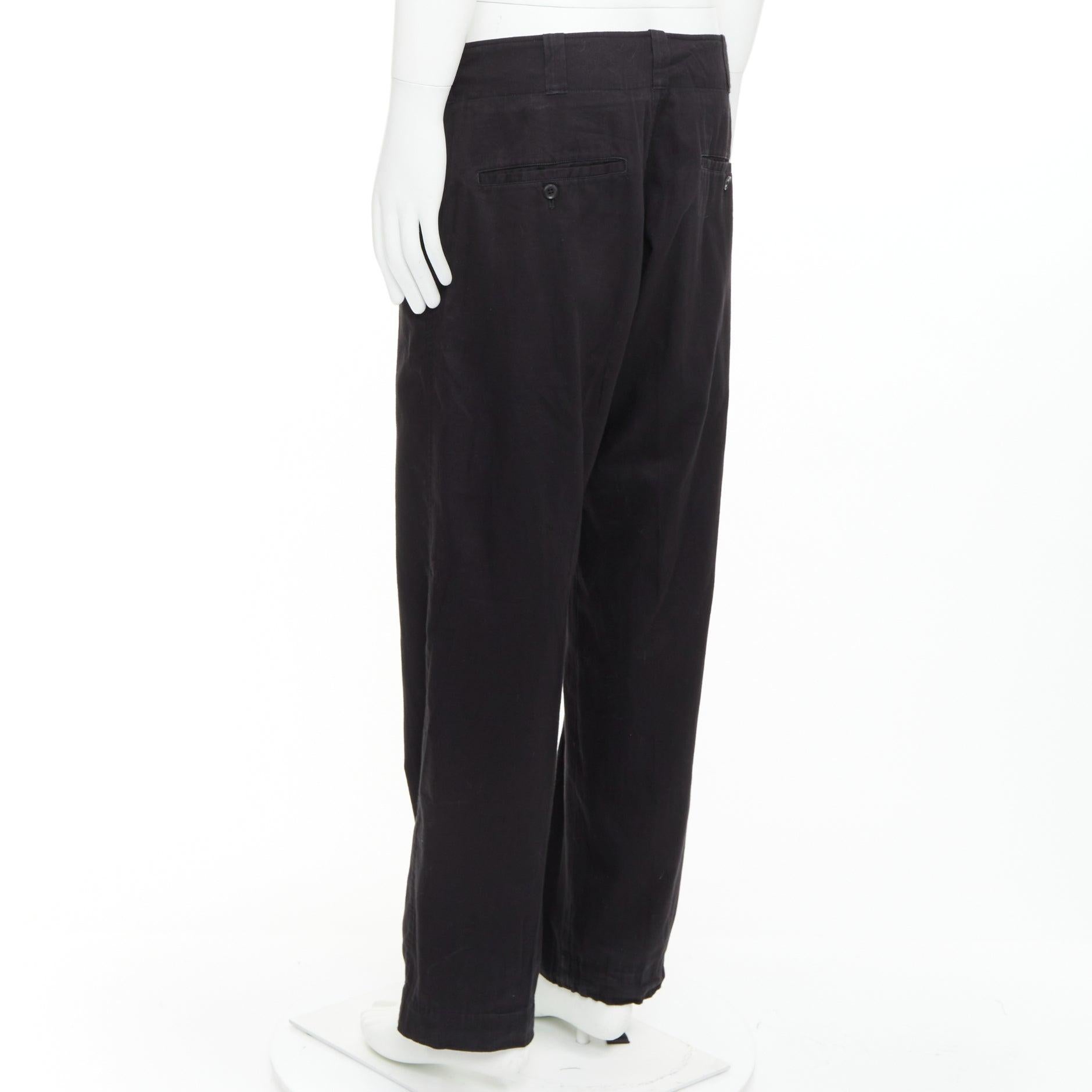 Yohji Yamamoto Homme Pantaloni vintage in cotone con tasca con zip e coulisse JP4 XL in vendita 1