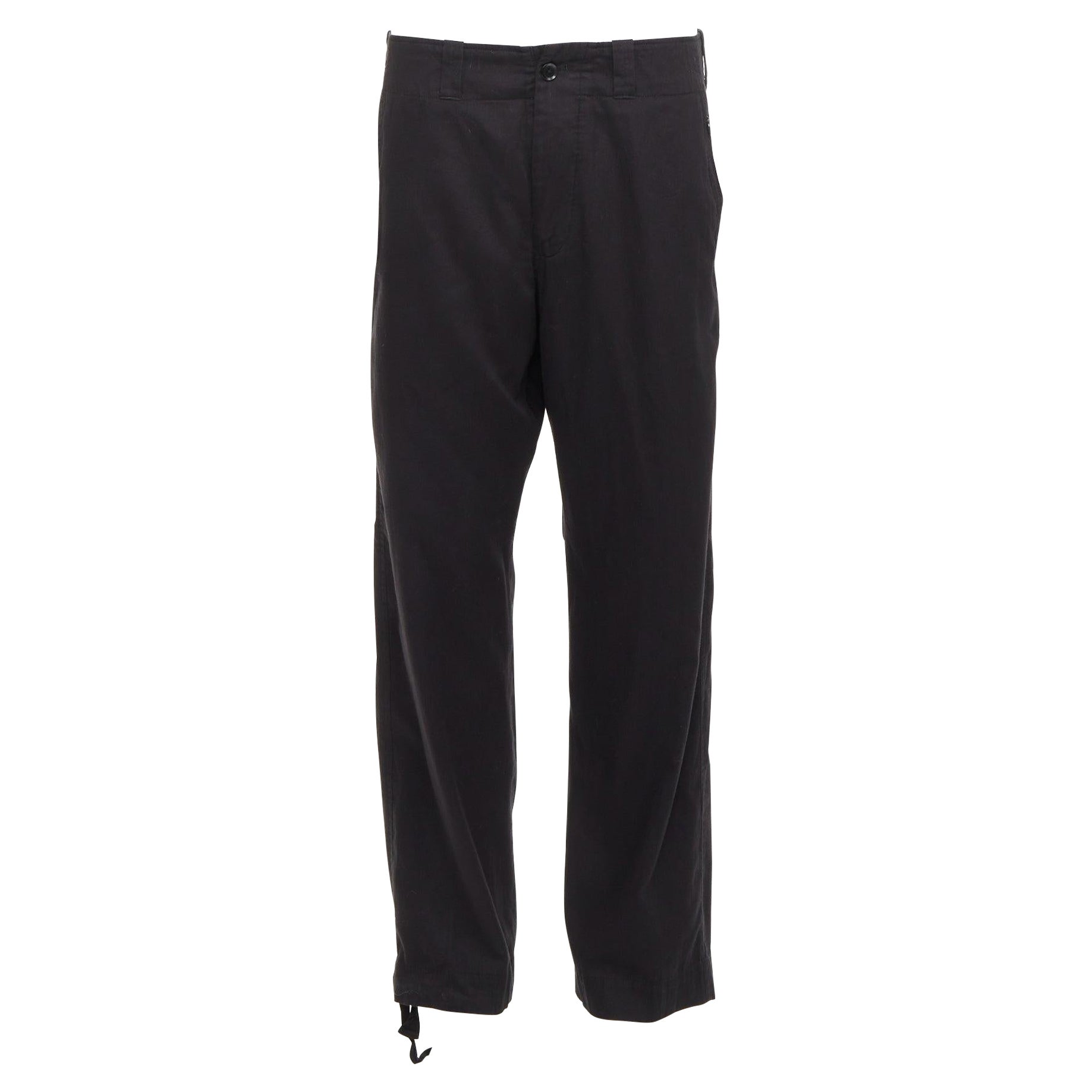 Yohji Yamamoto Homme Pantaloni vintage in cotone con tasca con zip e coulisse JP4 XL