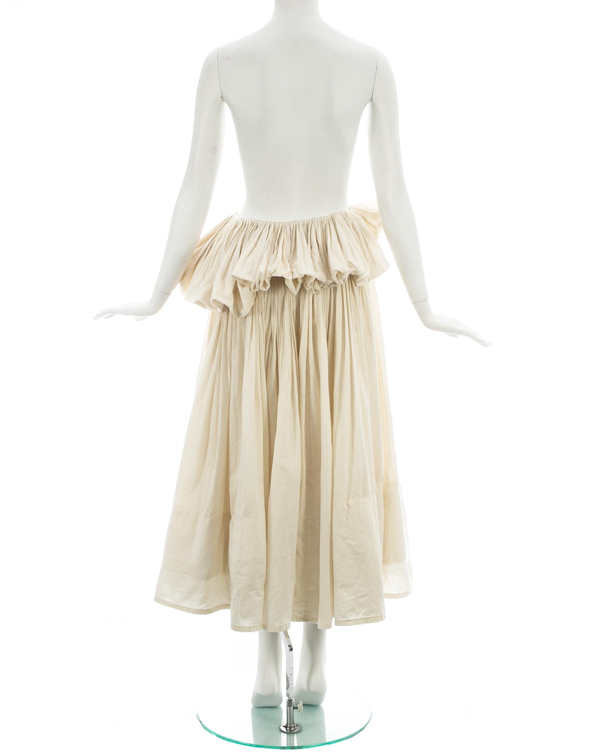 Yohji Yamamoto ivory cotton pleated mushroom skirt, ss 2000 For Sale 2