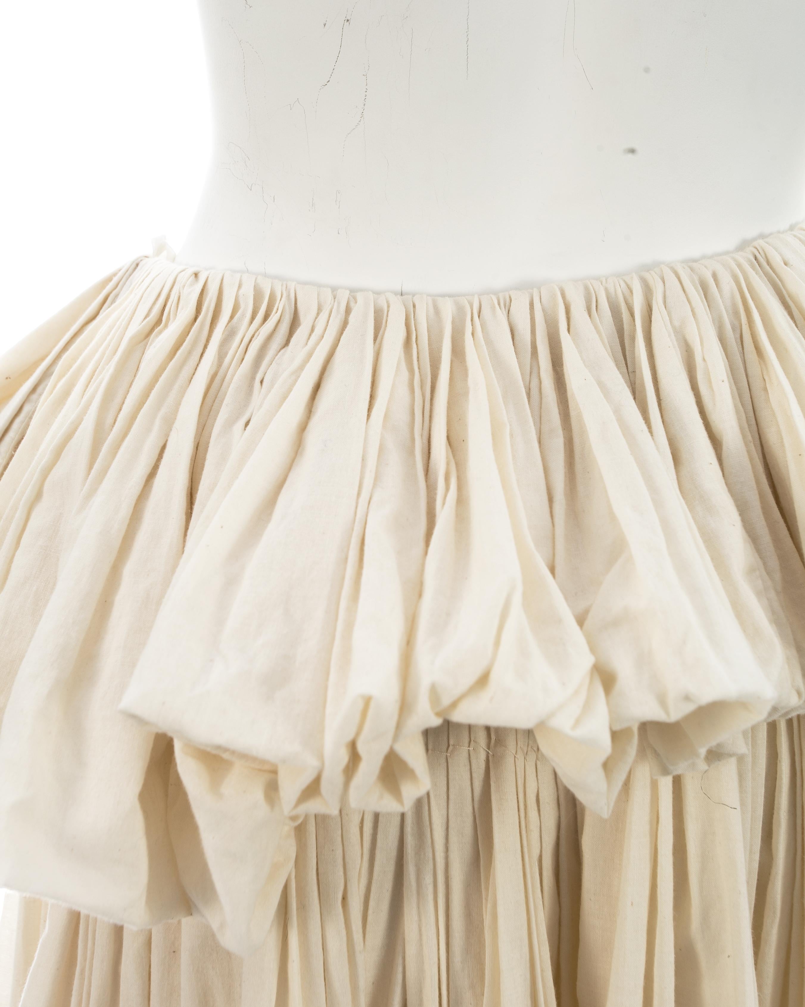Yohji Yamamoto ivory cotton pleated mushroom skirt, ss 2000 For Sale 3
