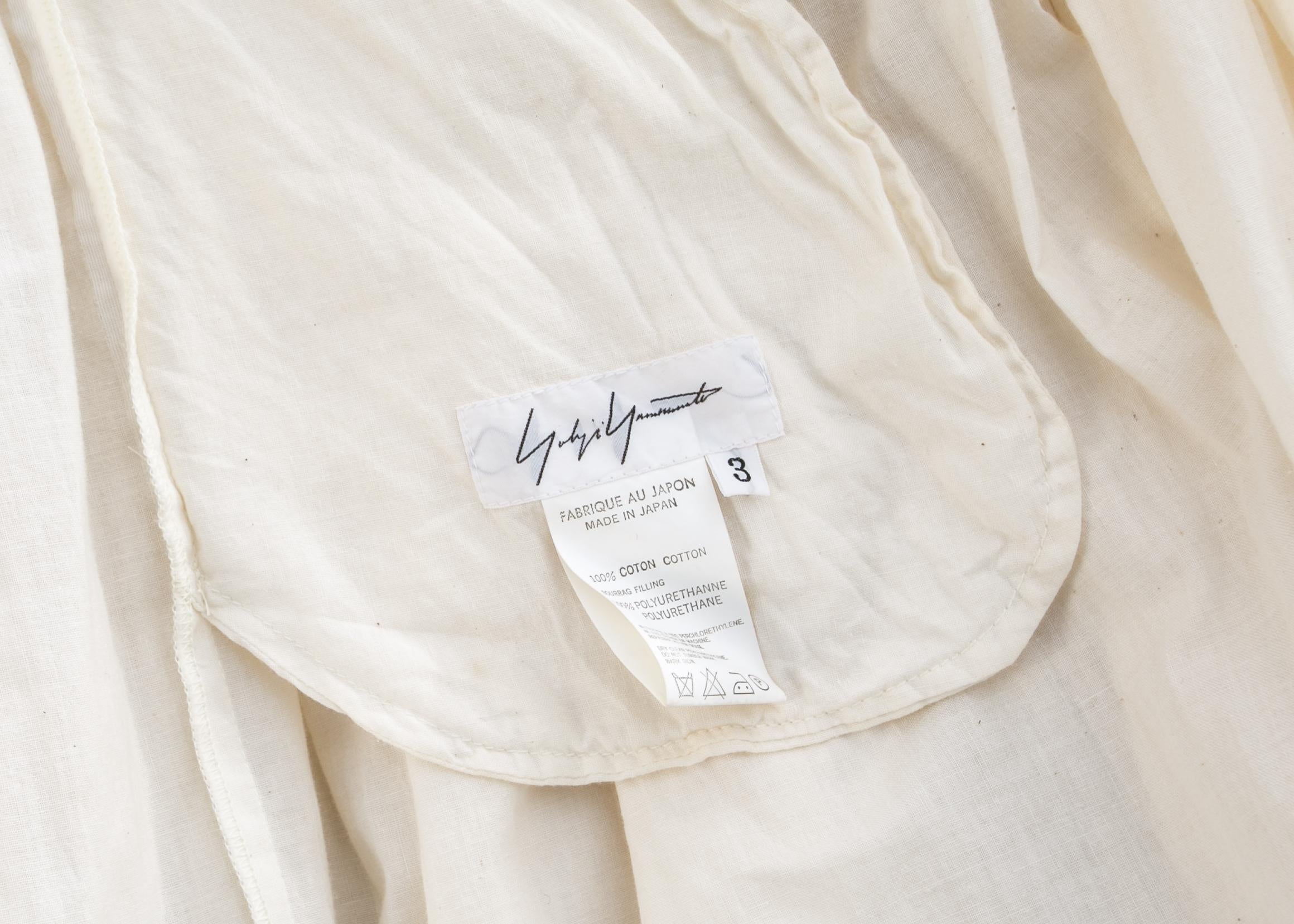 Yohji Yamamoto ivory cotton pleated mushroom skirt, ss 2000 For Sale 4
