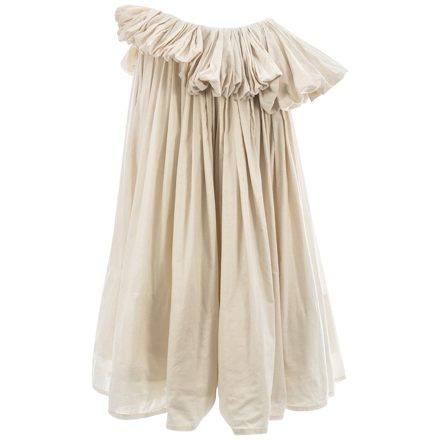 Yohji Yamamoto ivory cotton pleated mushroom skirt, ss 2000 For Sale