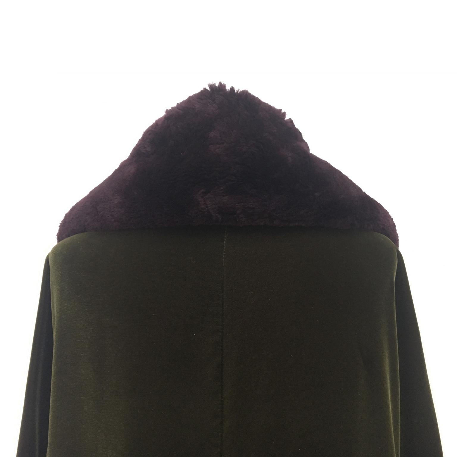 Yohji Yamamoto Khaki Velvet Zip Fur Collar Parka Coat aw 1998 1