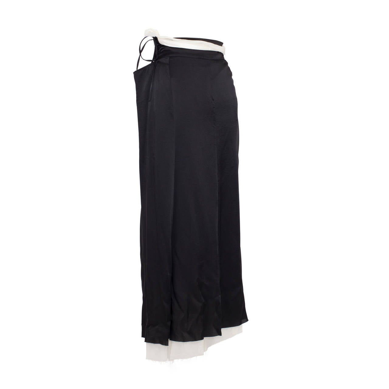 Women's Yohji Yamamoto Lace up Black White Double layered Skirt 1990's