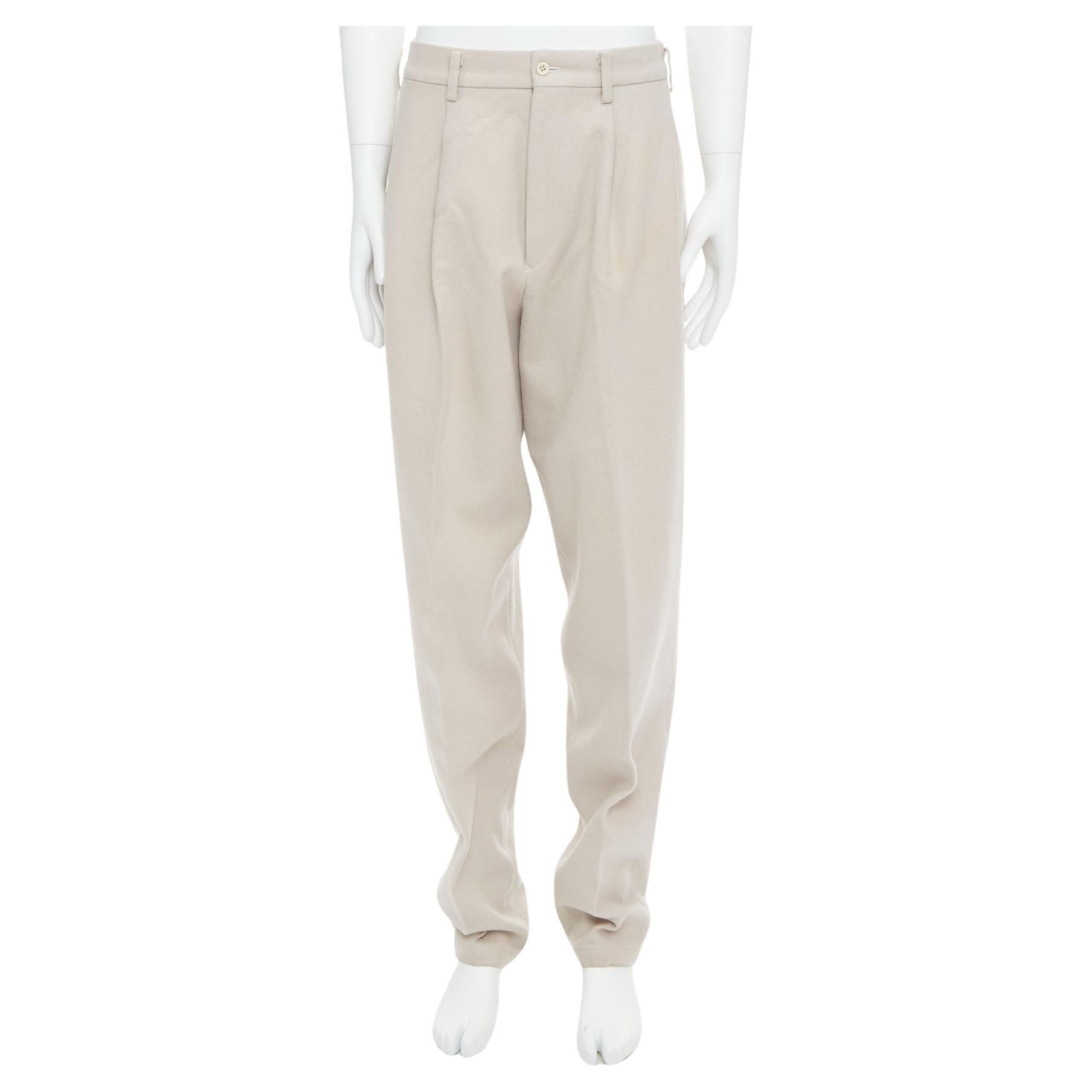 YOHJI YAMAMOTO Pantalones cónicos plisados 3D en mezcla de lana beige claro L
