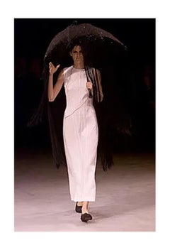 Yohji Yamamoto Long White Dress With Contrast Stitching 2000