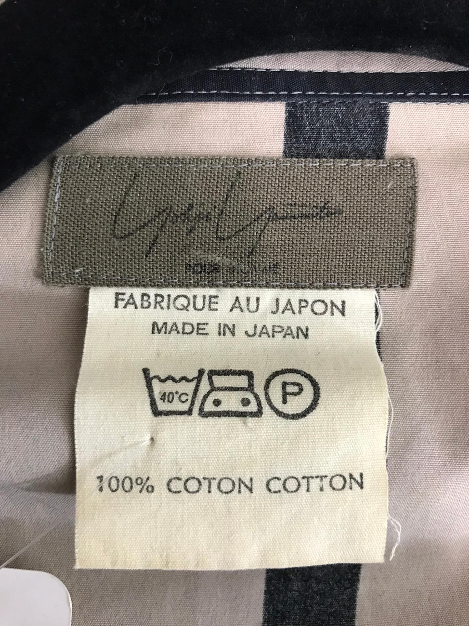 Yohji Yamamoto Mens Black and Taupe Cotton Stripe Button Front Work Jacket 1990 3